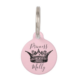 Placa Para Mascotas Corona Ornata Princesa Rosa
