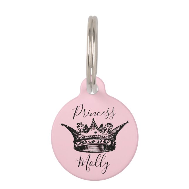 Placa Para Mascotas Corona Ornata Princesa Rosa (Anverso)