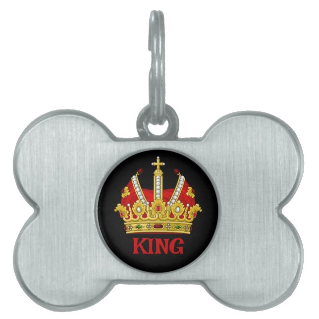 Placa Para Mascotas Corona Roja Personalizar (Frente)