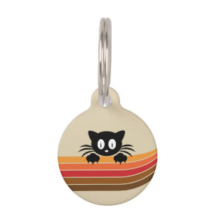 Placa Para Mascotas Cortar gato negro con rayas retro