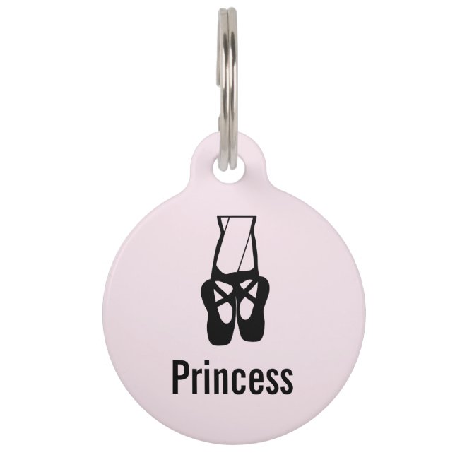 Placa Para Mascotas Cortas zapatillas de ballet negro en punta (Anverso)
