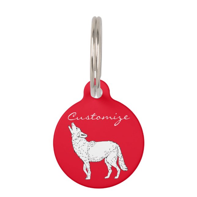 Placa Para Mascotas Coyote Howling Thunder_Cove (Reverso)