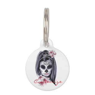 Placa Para Mascotas Cráneo bonito Thunder_Cove de la mujer de la