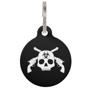 Placa Para Mascotas Cráneo con los armas cruzados