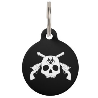 Placa Para Mascotas Cráneo con los armas cruzados