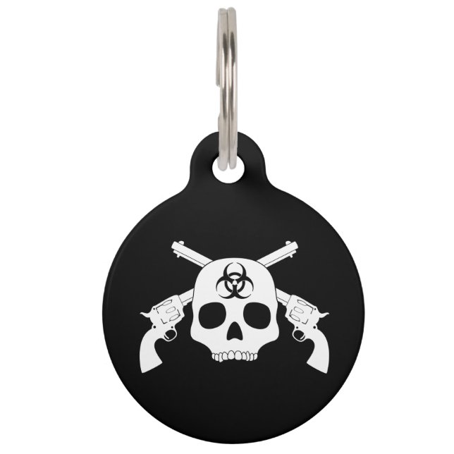 Placa Para Mascotas Cráneo con los armas cruzados (Anverso)