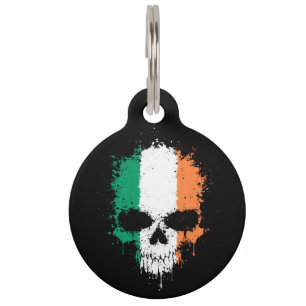 Placa Para Mascotas Cráneo de la salpicadura del goteo de Irlanda