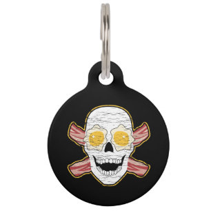 Placa Para Mascotas Cráneo de tocino y del huevo