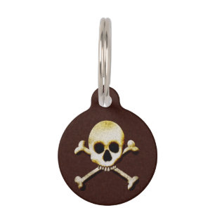 Placa Para Mascotas Cráneo y veneno asustadizos Halloween de la
