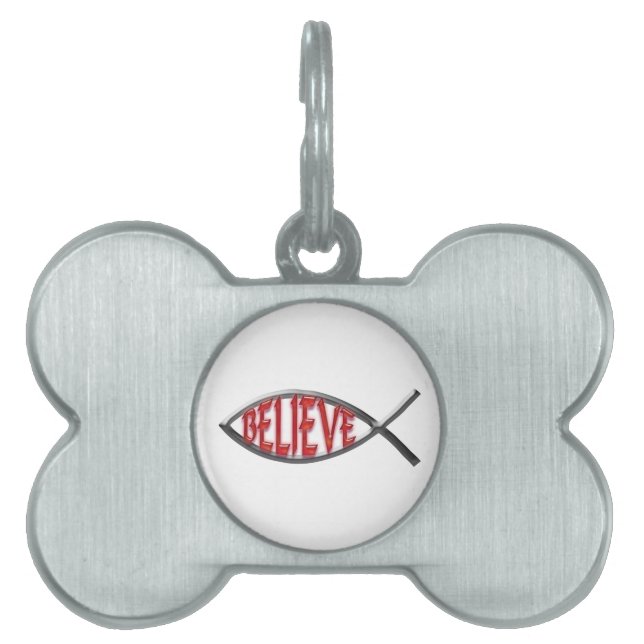 Placa Para Mascotas Cree Pez- Rojo (Frente)