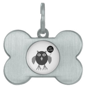 Placa Para Mascotas Creepy Halloween Party Owl Pet Tag