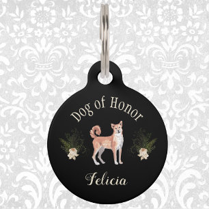 Placa Para Mascotas Crema de honor y Boda negro