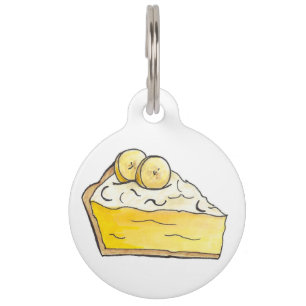 Placa Para Mascotas Crema de plátano Pie Slice Panadería postre Comida