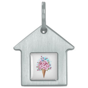 Placa Para Mascotas Crema rosa de hielo Sakura Waffle Cone