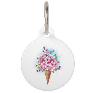 Placa Para Mascotas Crema rosa de hielo Sakura Waffle Cone