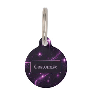 Placa Para Mascotas Crepúsculo púrpura cósmico
