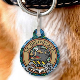 Placa Para Mascotas Crest Campbell sobre Tartán de Vestir