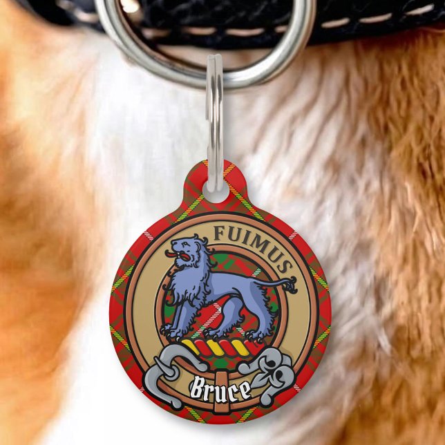 Placa Para Mascotas Crest de Clan Bruce sobre Tartán (Subido por el creador)