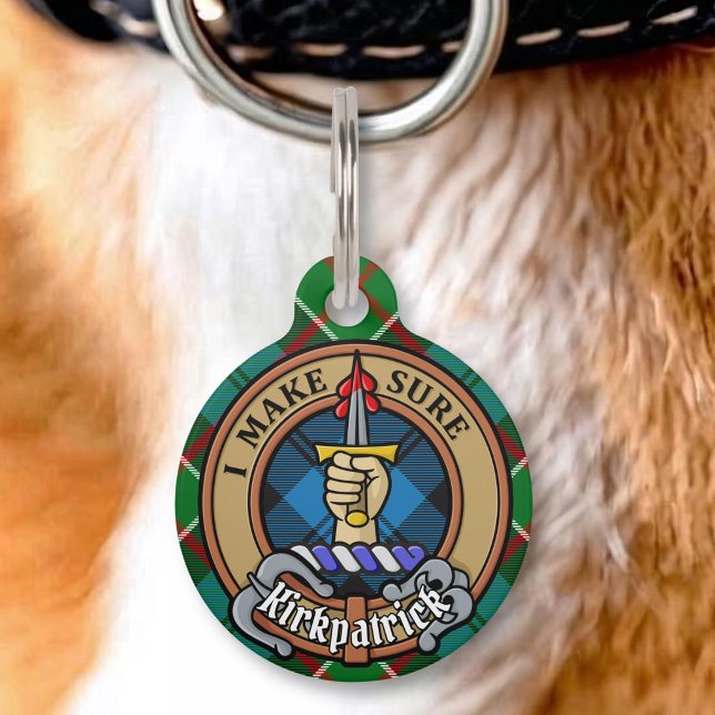 Placa Para Mascotas Crest de Clan Kirkpatrick sobre tartán (Subido por el creador)