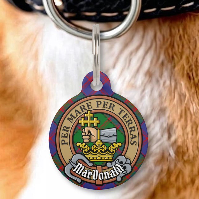 Placa Para Mascotas Crest de Clan MacDonald sobre Tartán (Subido por el creador)