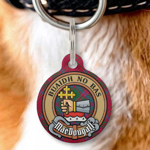 Placa Para Mascotas Crest de Clan MacDougall sobre Tartán