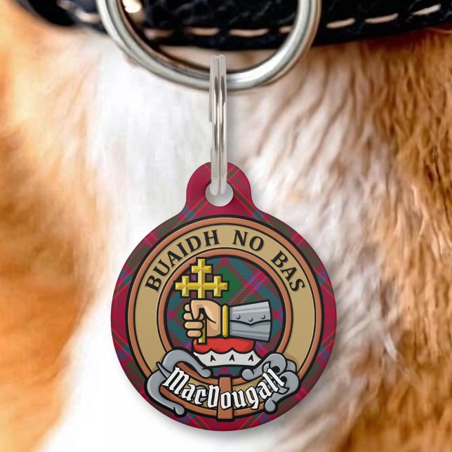 Placa Para Mascotas Crest de Clan MacDougall sobre Tartán (Subido por el creador)