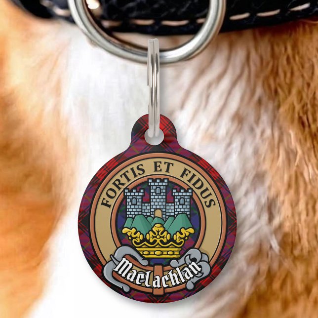 Placa Para Mascotas Crest de Clan MacLachlan sobre tartán (Subido por el creador)