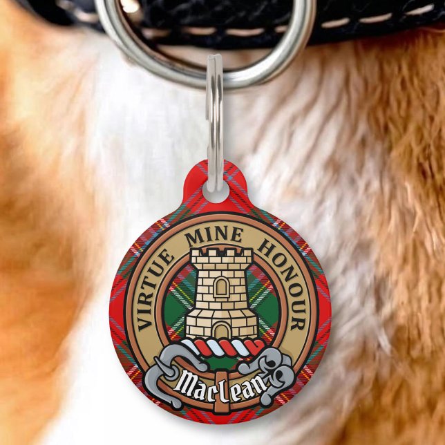 Placa Para Mascotas Crest de Clan MacLean sobre tartán (Subido por el creador)