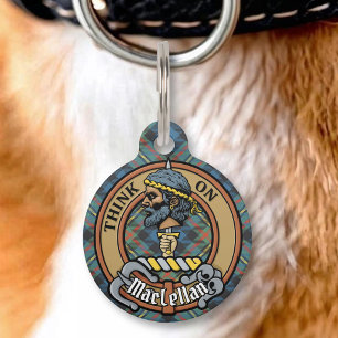 Placa Para Mascotas Crest de Clan MacLellan sobre antiguo tartán