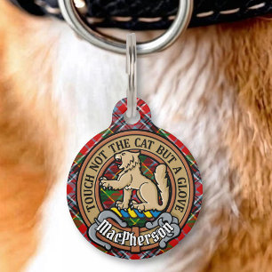 Placa Para Mascotas Crest de Clan MacPherson sobre Tartán