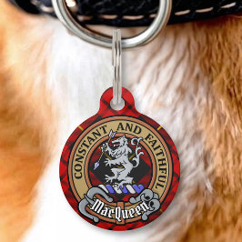 Placa Para Mascotas Crest de Clan MacQueen sobre tartán