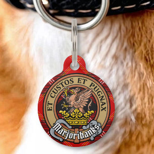 Placa Para Mascotas Crest de Clan Marjoribanks sobre Tartán