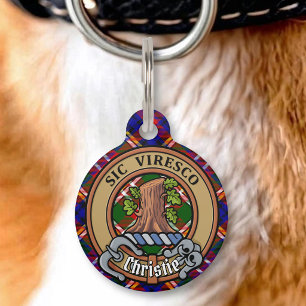 Placa Para Mascotas Crest del clan Christie sobre tartán