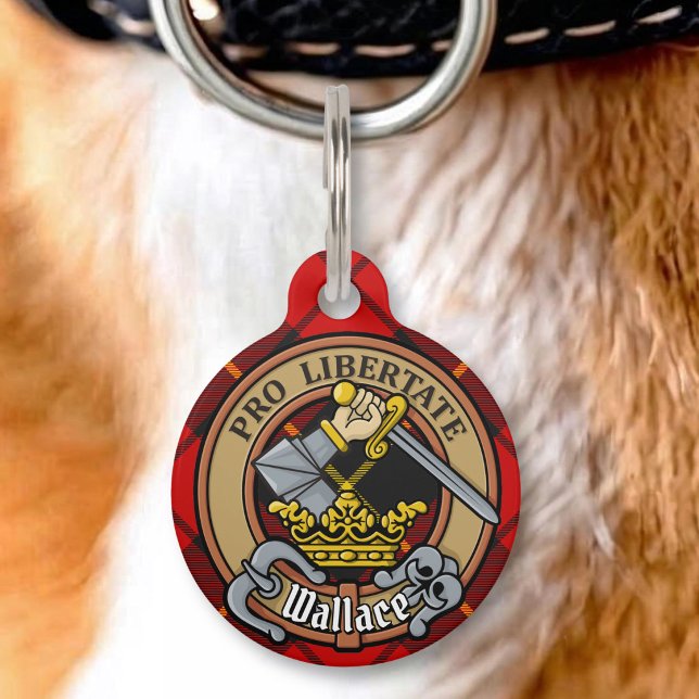 Placa Para Mascotas Crest del clan Wallace sobre tartán (Subido por el creador)