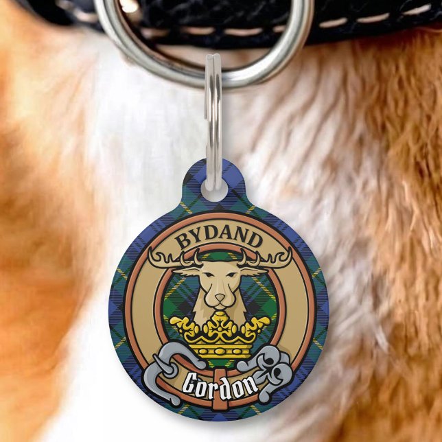 Placa Para Mascotas Crestá de Clan Gordon sobre Tartán (Subido por el creador)