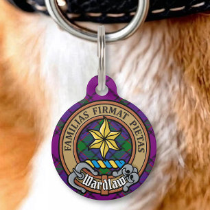 Placa Para Mascotas Crestá de Clan Wardlaw sobre Tartán