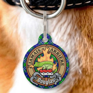 Placa Para Mascotas Crestá del Clan Douglas sobre Tartán