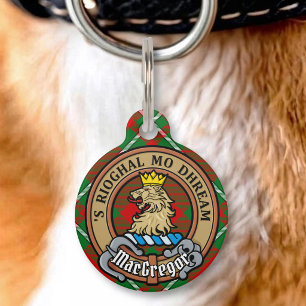 Placa Para Mascotas Crestá del clan Gregor sobre tartán