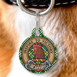 Placa Para Mascotas Crestón de gallo de Clan Currie sobre tartán
