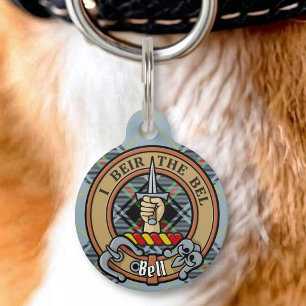 Placa Para Mascotas Crestón del Clan Bell sobre Tartán