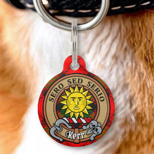 Placa Para Mascotas Crestón del clan Kerr sobre tartán