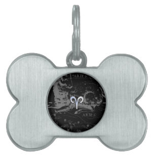 Placa Para Mascotas Cromado como Aries Zodiac Symbol en Hevelius