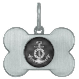 Placa Para Mascotas Cromado como el ancla de Lifesaver en la fibra de 