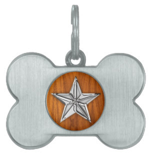 Placa Para Mascotas Cromo de plata como la estrella náutica en la