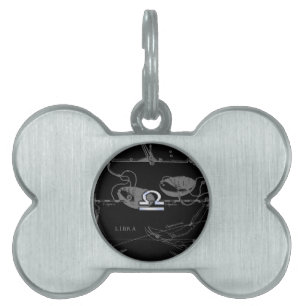 Placa Para Mascotas Cromo plateado como Rótulo Libra Zodiac en Heveliu