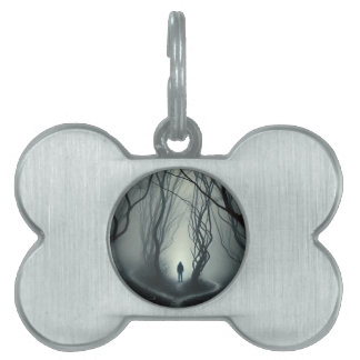 Placa Para Mascotas Crossroads in the Fog - Gloomy Forest Art Print