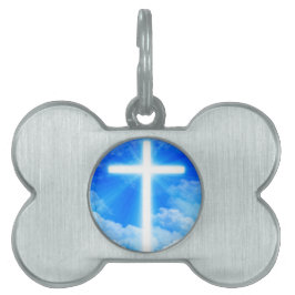 Placa Para Mascotas Cruz de la Luz Jesucristo Personalizable Cristiano