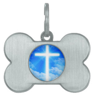 Placa Para Mascotas Cruz de la Luz Jesucristo Personalizable Cristiano