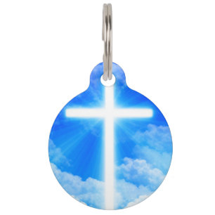 Placa Para Mascotas Cruz de la Luz Jesucristo Personalizable Cristiano