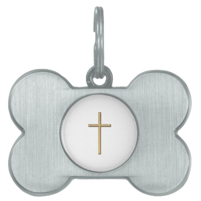 Placa Para Mascotas Cruz "tridimensional" de oro (Frente)